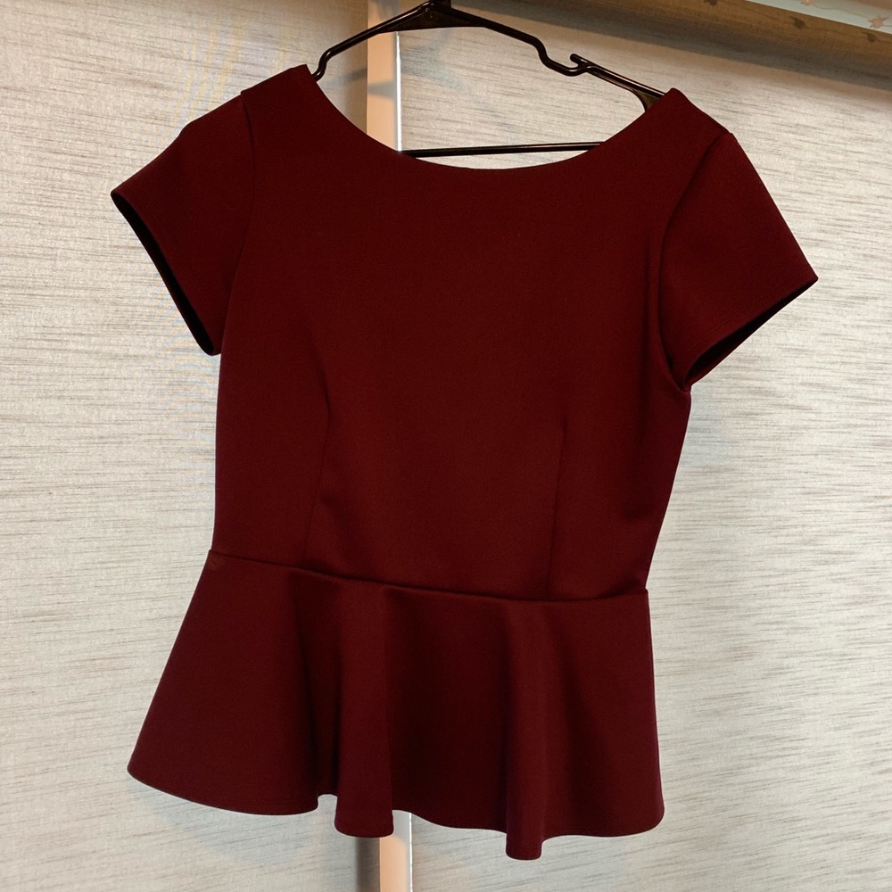 Bisou bisou plum peplum shirt